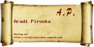 Aradi Piroska névjegykártya